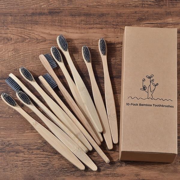 Escova de Bambu Ecológica Biodegradável - Kit com 10 peças