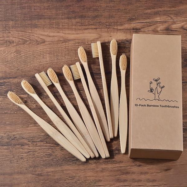 Escova de Bambu Ecológica Biodegradável - Kit com 10 peças